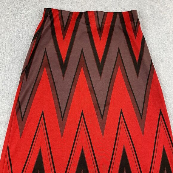 ECI New York Maxi Skirt Women’s Size Medium Red Black Knit Zig Zag Pattern - Picture 2 of 9